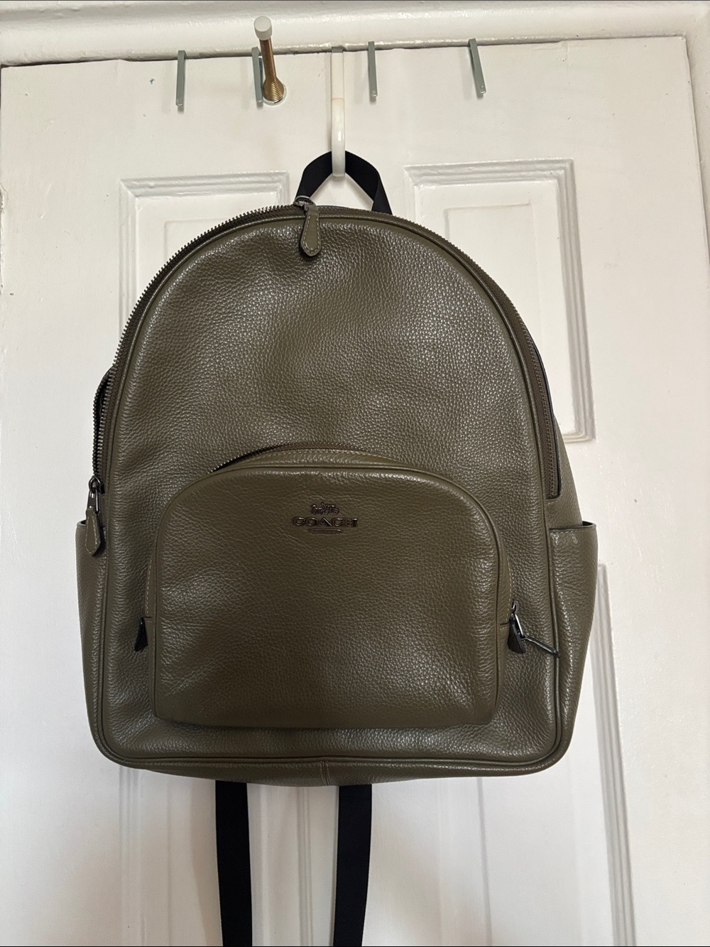 Coach Olive Green Pebbled Leather Backpack